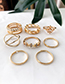 Fashion Gold Alloy Ring Set Of Eight