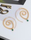 Fashion Gold Swirl Green Diamond Earrings