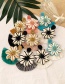 Fashion Black + White Rice Beads Shell Flower Tassel Earrings