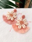 Fashion Pink Rice Beads Shell Flower Tassel Earrings