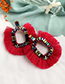Fashion Pink Alloy-studded Square Tassel Earrings