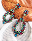 Fashion Color Alloy Diamond Oval Shape Earrings