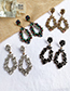 Fashion Black Alloy Diamond Oval Shape Earrings