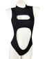 Fashion Black Zipper One-piece Swimsuit