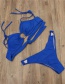 Fashion Blue Solid Color Circle Strap Bikini