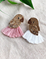 Fashion Leather Pink Alloy Diamond-studded Bird Tassel Earrings