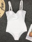 Fashion White Solid Color Hard Steel Plated One-piece Swimsuit