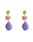 Fashion Purple Geometric Contrast Asymmetric Earrings