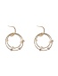 Fashion Gold Pearl Hollow Ring Stitching Stud Earrings