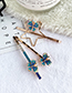 Fashion Blue Alloy Pentagram Butterfly Diamond Hair Clip Set