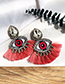 Fashion Red Alloy Studded Eye Tassel Earrings