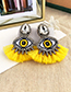 Fashion Yellow Alloy Studded Eye Tassel Earrings