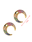 Fashion Gold Copper Inlaid Zircon Moon Earrings