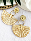 Fashion Gold Alloy Conch Rattan Fan-shaped Earrings