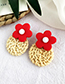 Fashion Red Resin Flower Rattan Round Earrings