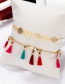 Fashion Color Hollow Round Rice Beads Fringed Double Alloy Anklet