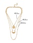 Fashion Gold Round Bead Sun Moon Three Layer Alloy Necklace