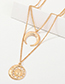 Fashion Gold Sun Moon Metal Adjustable Necklace