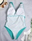 Fashion Lake Green Solid Color One-piece Swimsuit