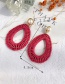 Fashion Red Alloy Pearl Wax Rope Preparation Drop Ear Studs
