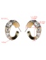Fashion White  Silver Pin C-shaped Outer Diamond-studded Earrings