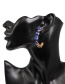 Fashion Purple Glass Drill Inlaid With C-shaped Earrings