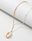 Fashion Silver + Gold Shell And Diamond Necklace