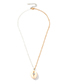 Fashion Silver + Gold Shell And Diamond Necklace