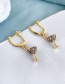 Fashion Gold Copper Inlay Zircon Butterfly Stud Earrings
