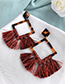 Fashion Orange Resin Square Tassel Earrings