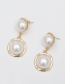 Fashion One Gold Double Round 1380 Geometric Pearl Earrings