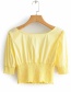 Fashion Yellow Open Umbilical Elastic Tie Shirt