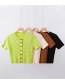 Fashion Brown Knitted Amber Button Cardigan T-shirt