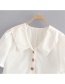 Fashion White Large Lapel Single-row Metal Buckle Short Small Shirt