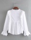 Fashion White Openwork Embroidered Ruffled Shirt