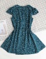 Fashion Green Flower Print Tie Rope V-neck Lace Dress