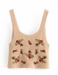 Fashion Khaki Rose Pattern Crochet Suspender Top