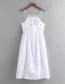 Fashion White Embroidered Open Back Strap Dress