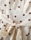 Fashion Cream Color Polka Dot Printed V-neck Sleeve Tie Lace Dress
