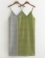 Fashion Green Textured Sling V-neck Split Dress