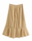 Fashion Yellow High-waisted Ruffled Ruffled Wave Point Fishtail Skirt