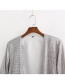 Fashion Silver Bright Slit Decorative Cloak Coat