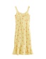 Fashion Yellow Small Floral Print Ruffled Dress