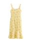 Fashion Yellow Small Floral Print Ruffled Dress
