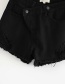 Fashion Black Washed Diagonal Buckled Denim Shorts