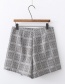 Fashion Gray Plaid Printed Irregular Short Skirt