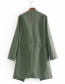 Fashion Green Lapel Drawstring Trench Coat