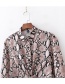 Fashion Khaki Snake Print Knotted Shirt Dress