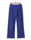 Fashion Blue Solid Color Straight Pants