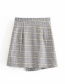 Fashion Gray Irregular Plaid Pleated Skirt